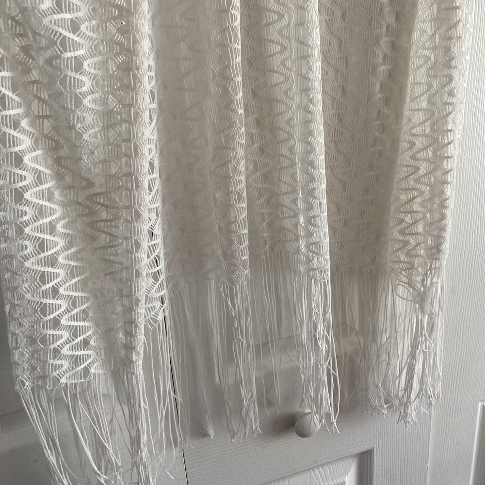 Alexa & Stella Open Front Fringe Kimono Cardigan Womens Size S White Lace Boho - Picture 3 of 6